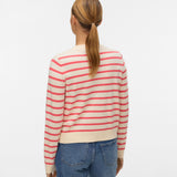VERO MODA VMSABA plain o-neck cardigan in birch w. black - Image 2