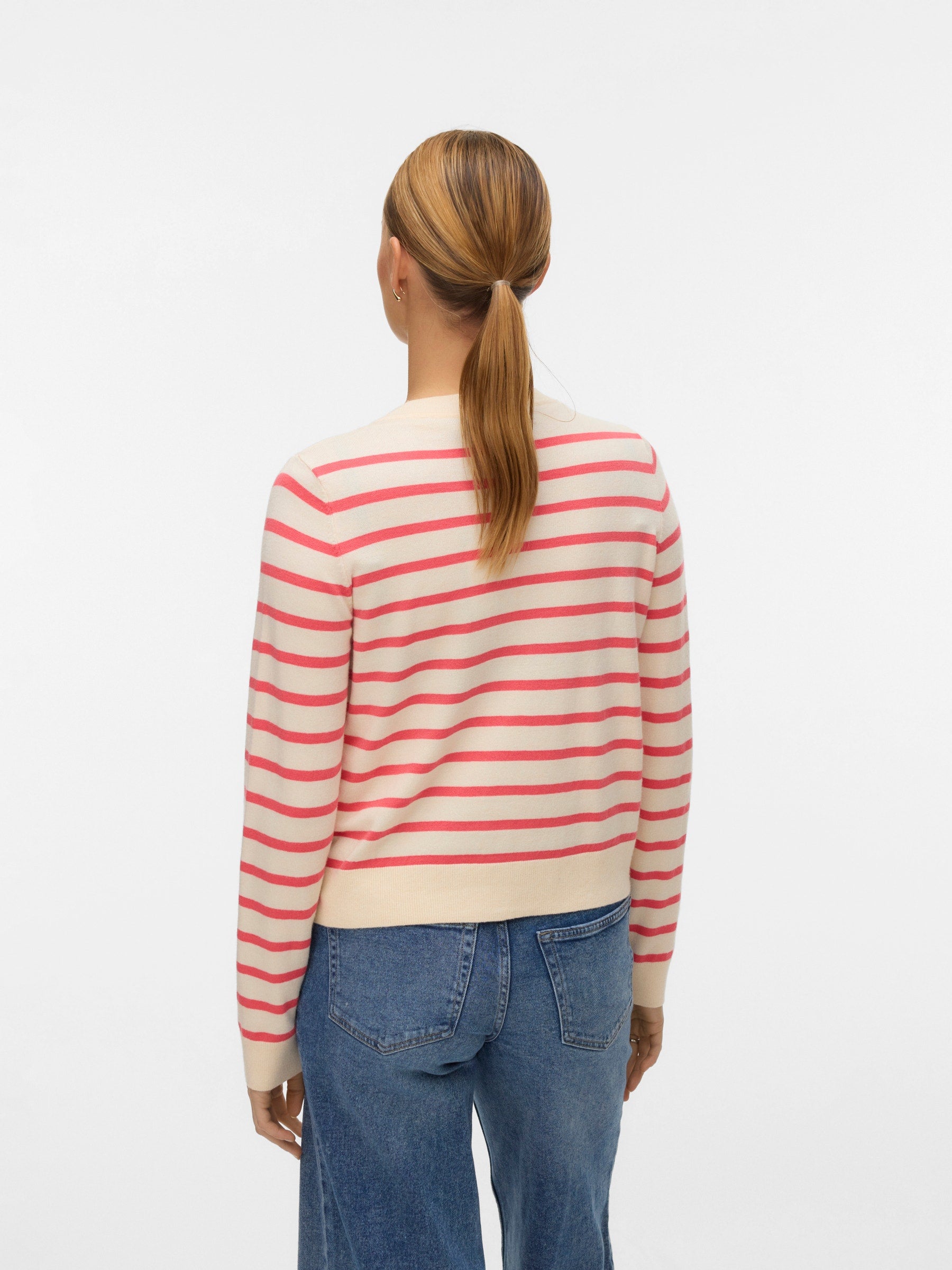 VERO MODA VMSABA plain o-neck cardigan in birch w. black - Image 2