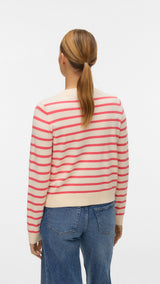 VERO MODA VMSABA plain o-neck cardigan in birch w. black - Image 2