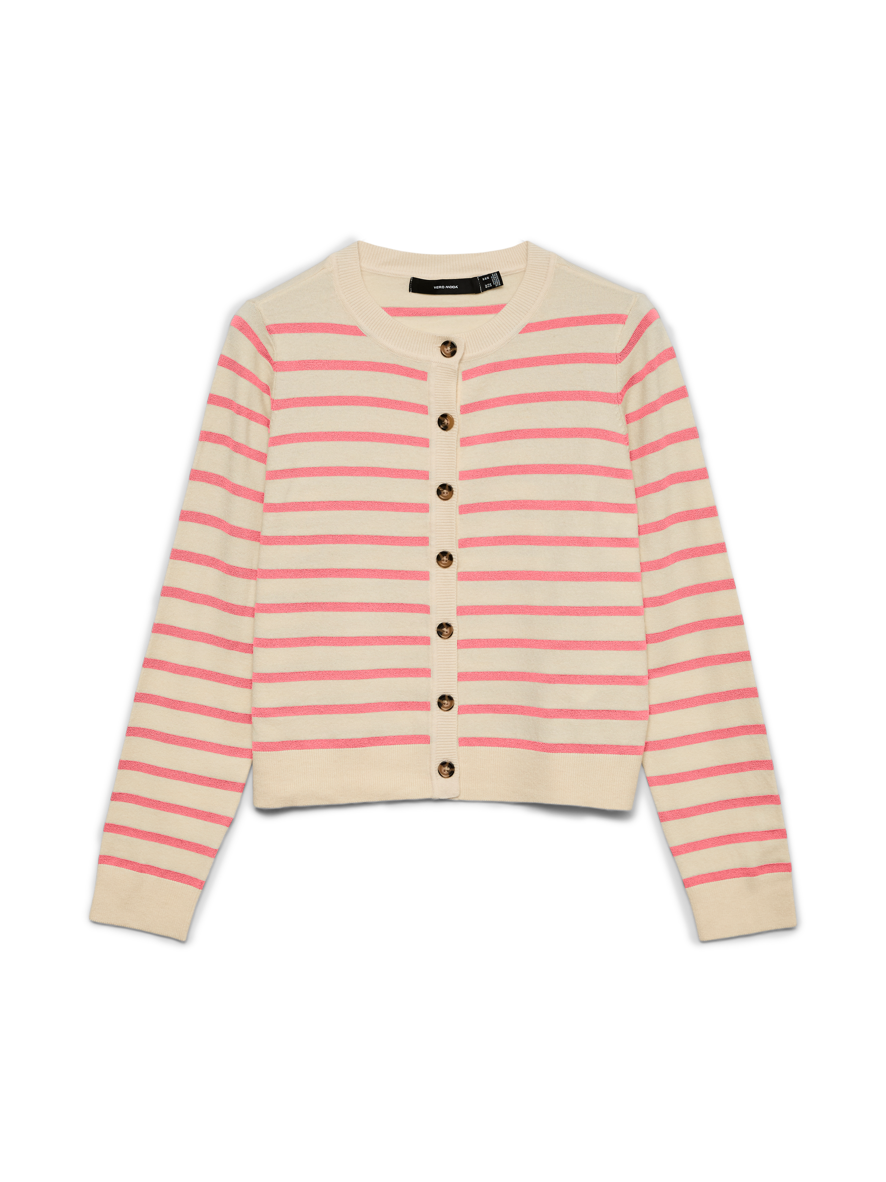 VERO MODA VMSABA plain o-neck cardigan in birch w. black - Image 3