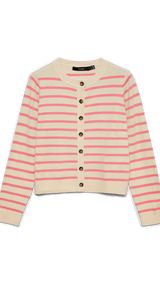 VERO MODA VMSABA plain o-neck cardigan in birch w. black - Image 3