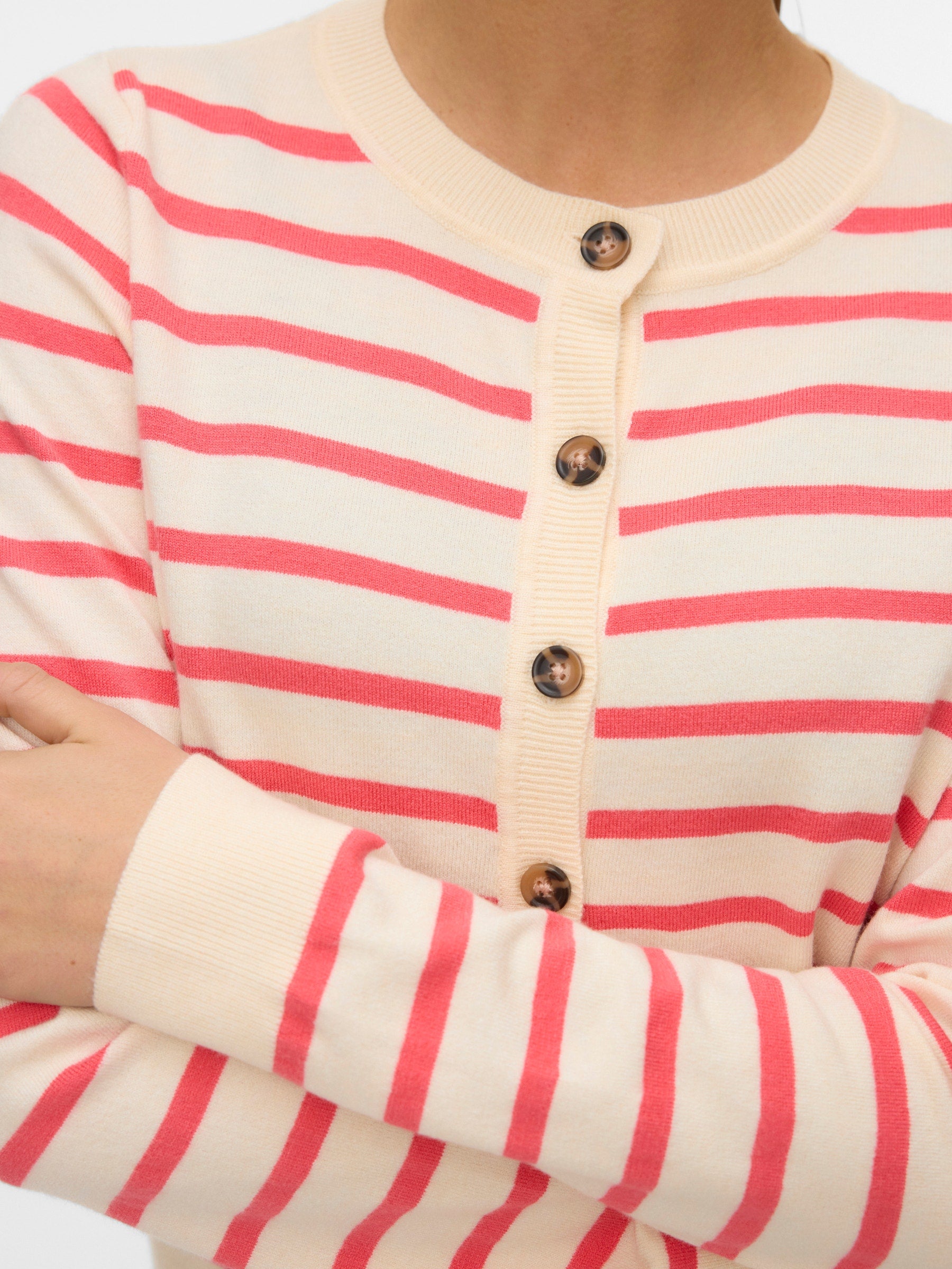 VERO MODA VMSABA plain o-neck cardigan in birch w. black - Image 5