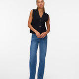 VERO MODA VMSABA v-neck button vest in black - Image 1