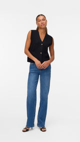 VERO MODA VMSABA v-neck button vest in black - Image 1