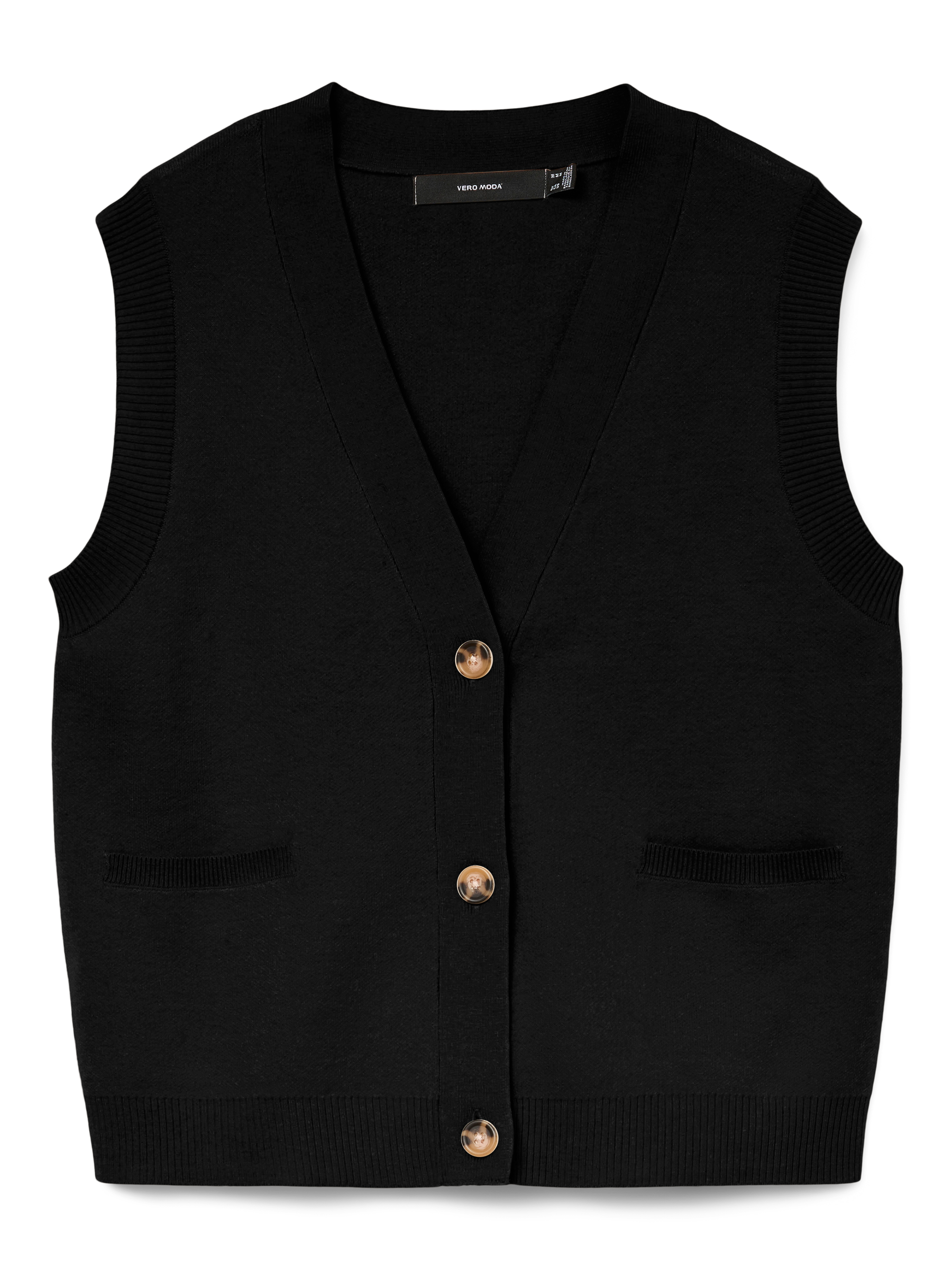 VERO MODA VMSABA v-neck button vest in black - Image 3