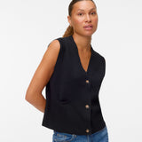 VERO MODA VMSABA v-neck button vest in black - Image 4