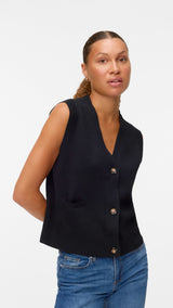 VERO MODA VMSABA v-neck button vest in black - Image 4