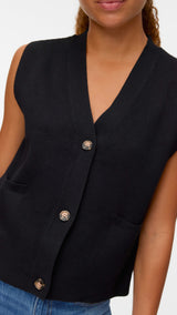 VERO MODA VMSABA v-neck button vest in black - Image 5