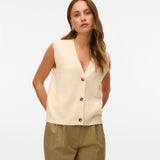 VERO MODA VMSABA v-neck button vest in birch - Image 1
