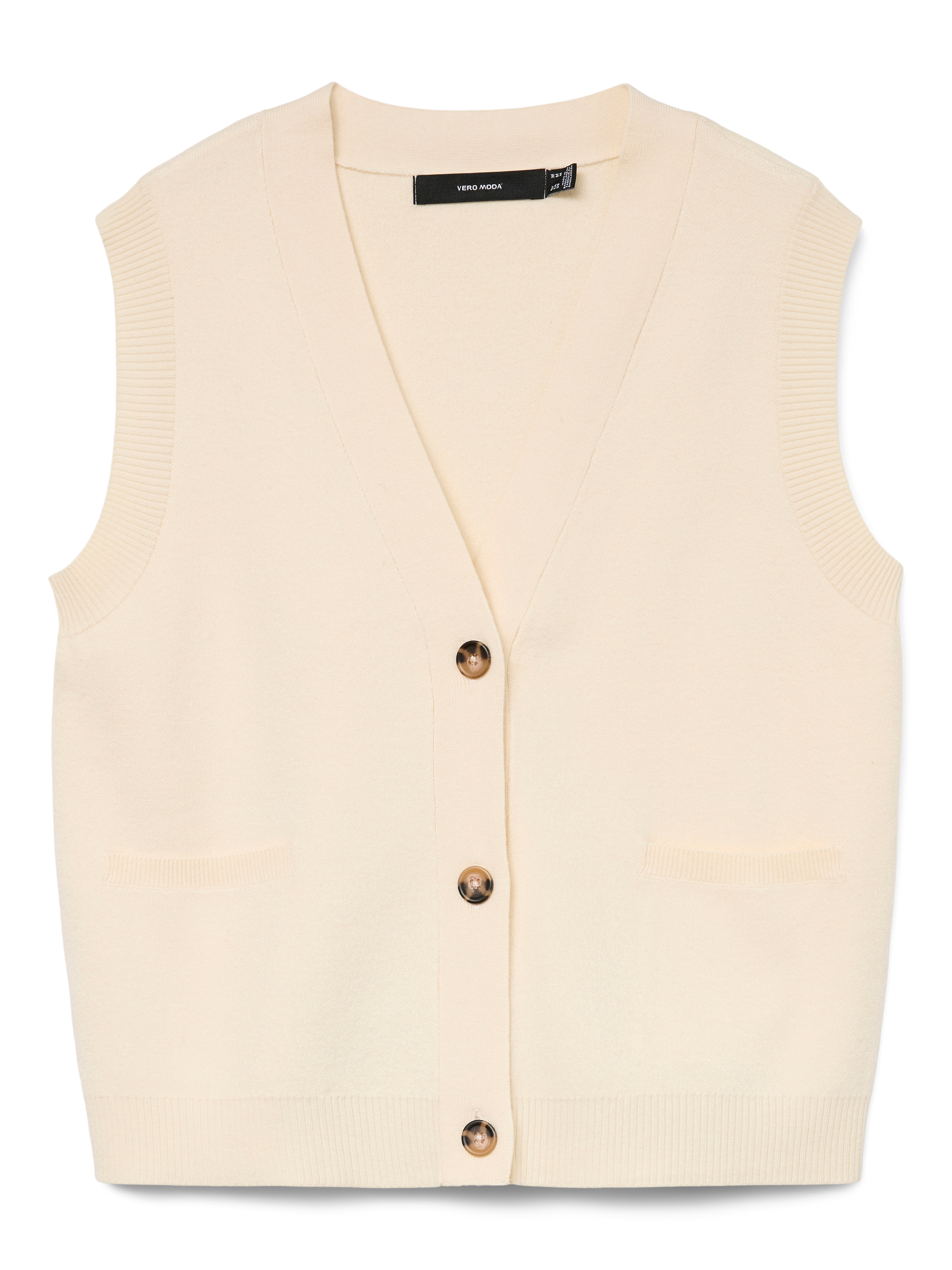 VERO MODA VMSABA v-neck button vest in birch - Image 3