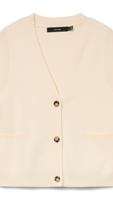 VERO MODA VMSABA v-neck button vest in birch - Image 3