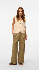 VERO MODA VMSABA v-neck button vest in birch - Image 4