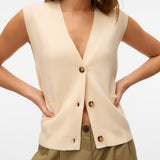 VERO MODA VMSABA v-neck button vest in birch - Image 5