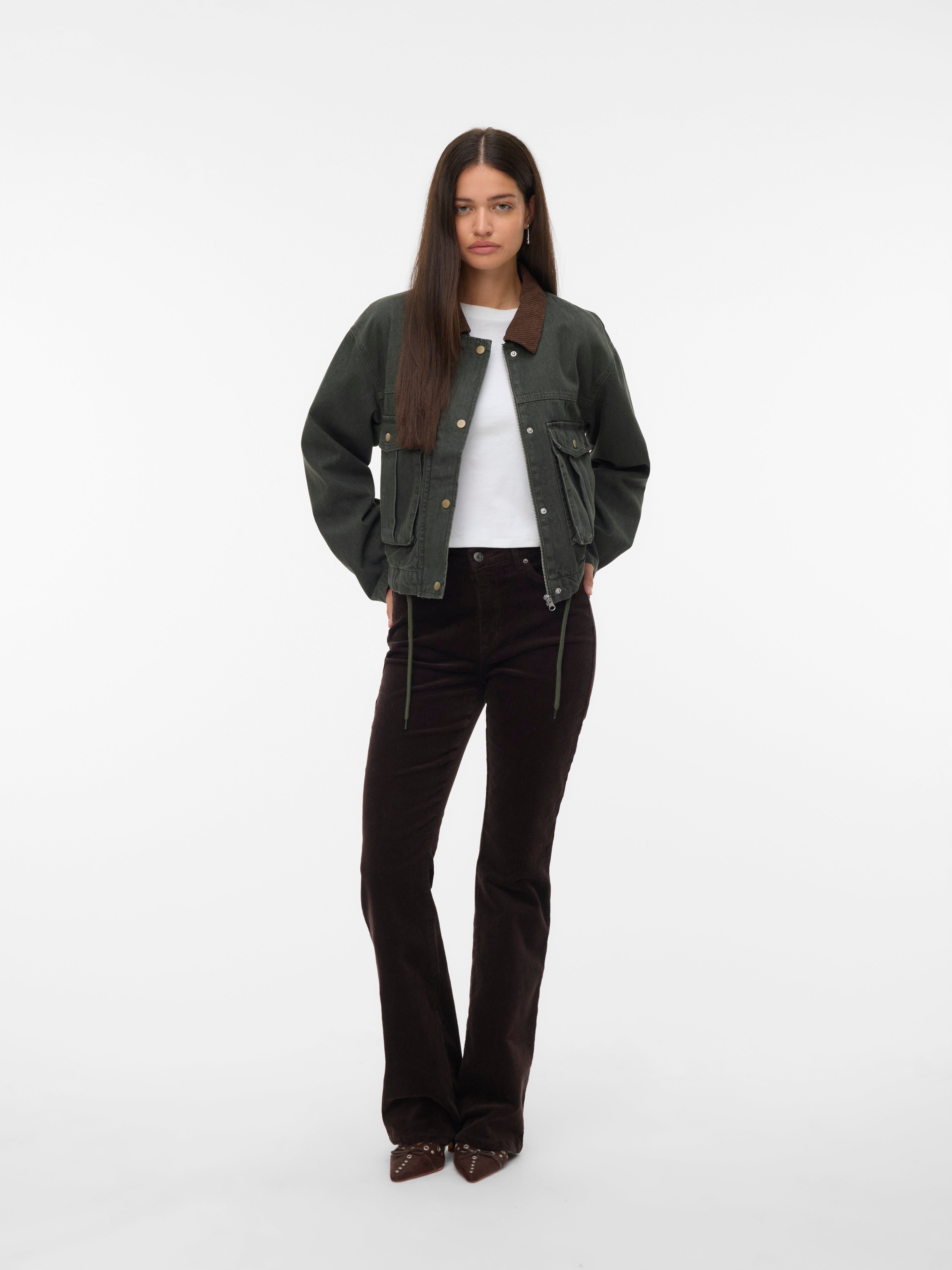 VERO MODA VMSAYLOR denim jacket in grape leaf - Image 1