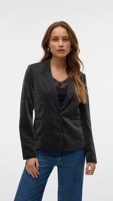 VERO MODA VMSHALI fitted shiny blazer in black - Image 1