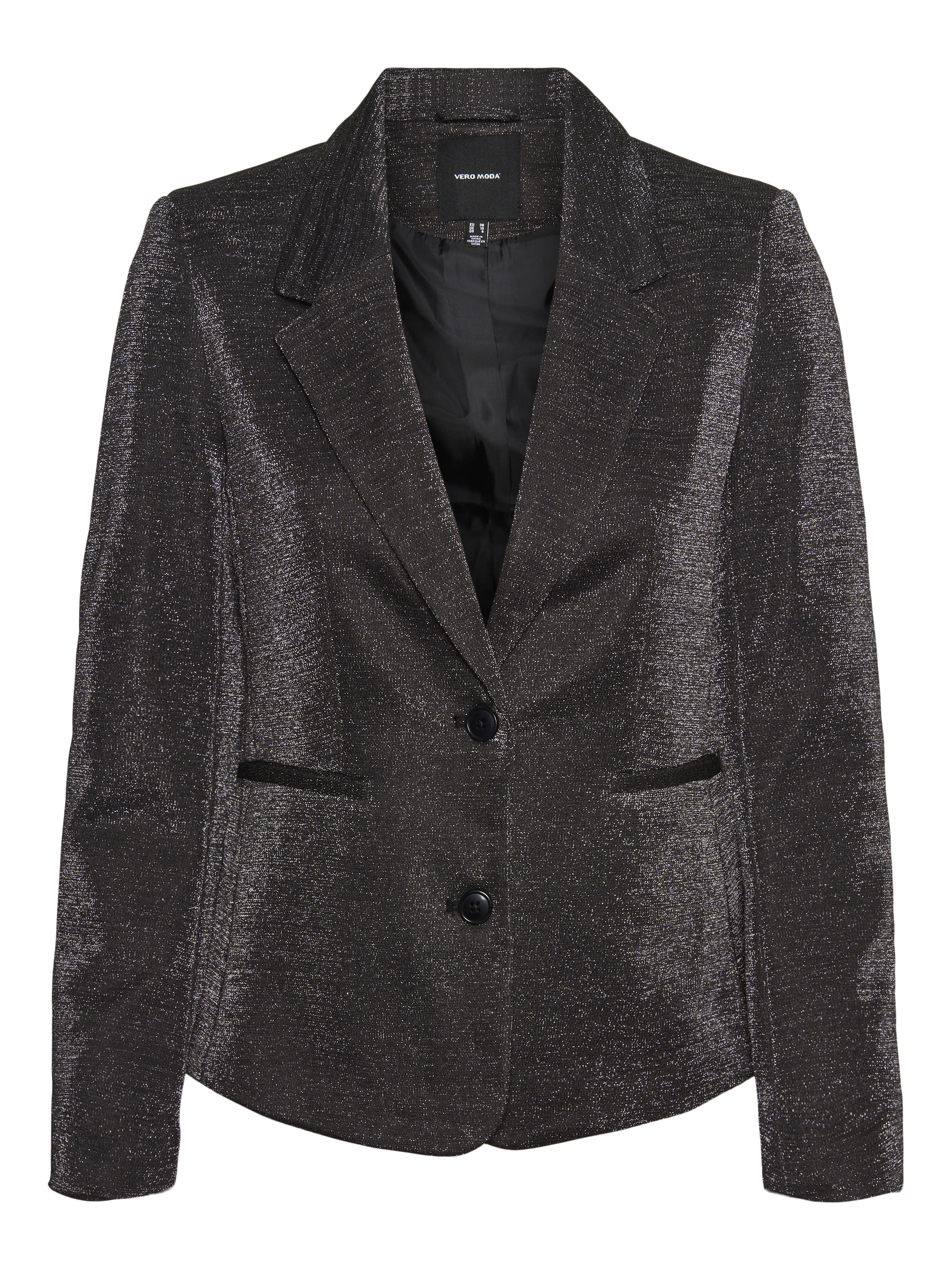 VERO MODA VMSHALI fitted shiny blazer in black - Image 3