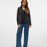 VERO MODA VMSHALI fitted shiny blazer in black - Image 4