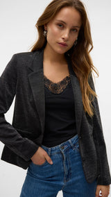 VERO MODA VMSHALI fitted shiny blazer in black - Image 5