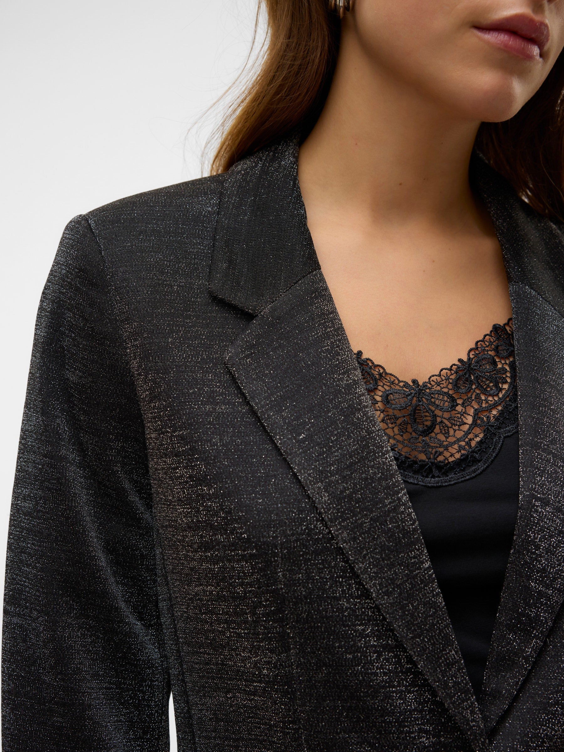 VERO MODA VMSHALI fitted shiny blazer in black - Image 6