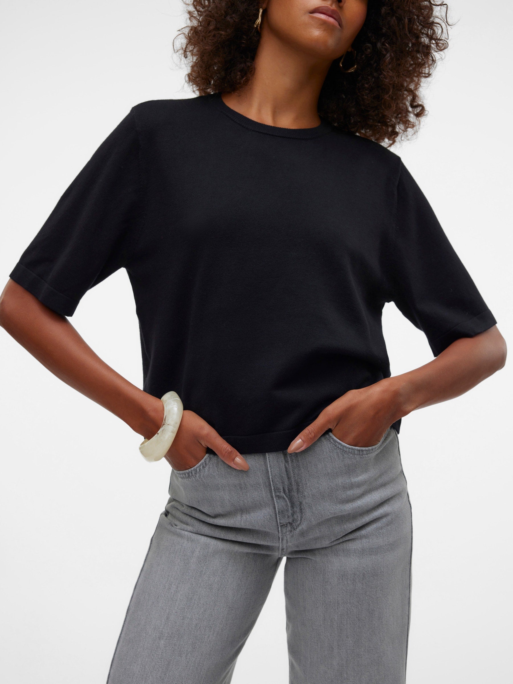 VERO MODA VMSILJE 2/4 o-nck oversize pull in black - Image 5