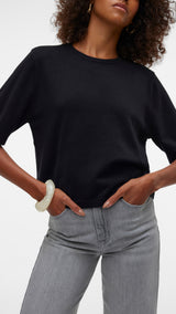 VERO MODA VMSILJE 2/4 o-nck oversize pull in black - Image 5