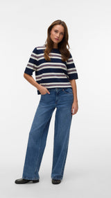 VERO MODA VMSILJE 2/4 o-nck oversize pull in navy blazer - Image 1