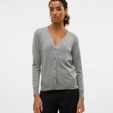 VERO MODA VMSILJE v-neck cardigan in medium grey melange - Image 1