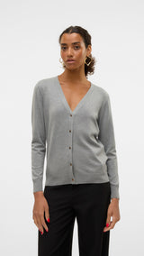 VERO MODA VMSILJE v-neck cardigan in medium grey melange - Image 1