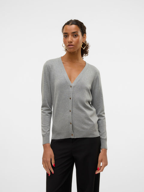 VERO MODA VMSILJE v-neck cardigan in medium grey melange