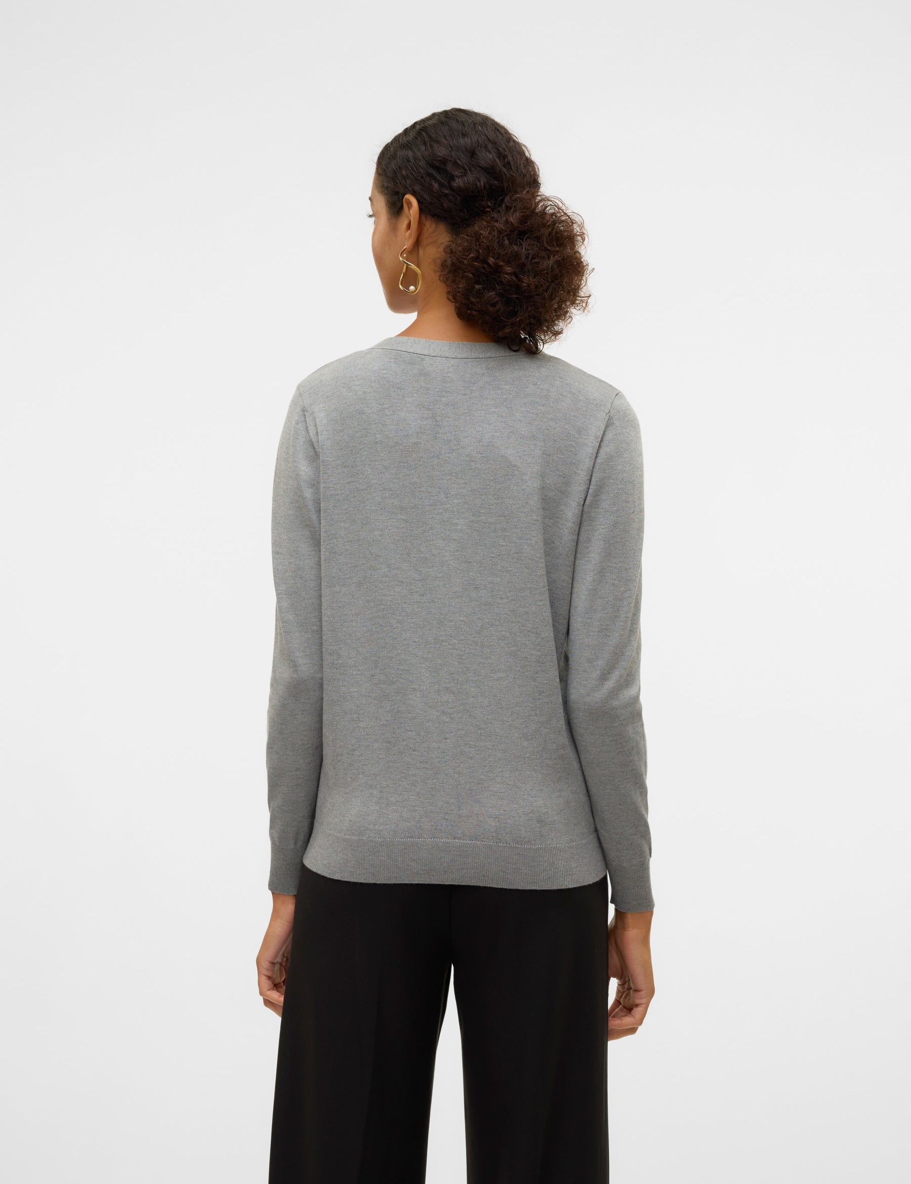 VERO MODA VMSILJE v-neck cardigan in medium grey melange - Image 2