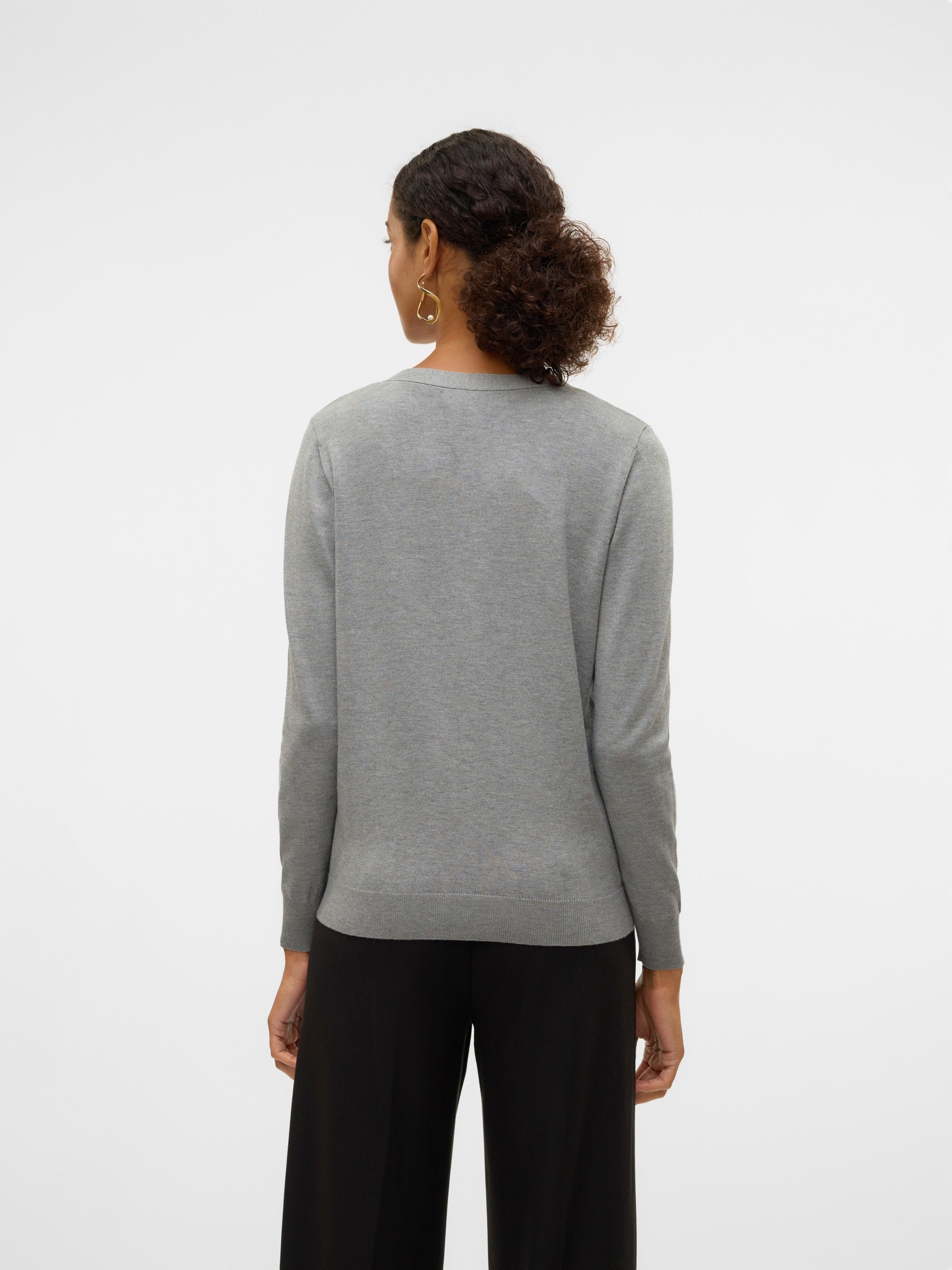 VERO MODA VMSILJE v-neck cardigan in medium grey melange - Image 2