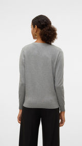 VERO MODA VMSILJE v-neck cardigan in medium grey melange - Image 2