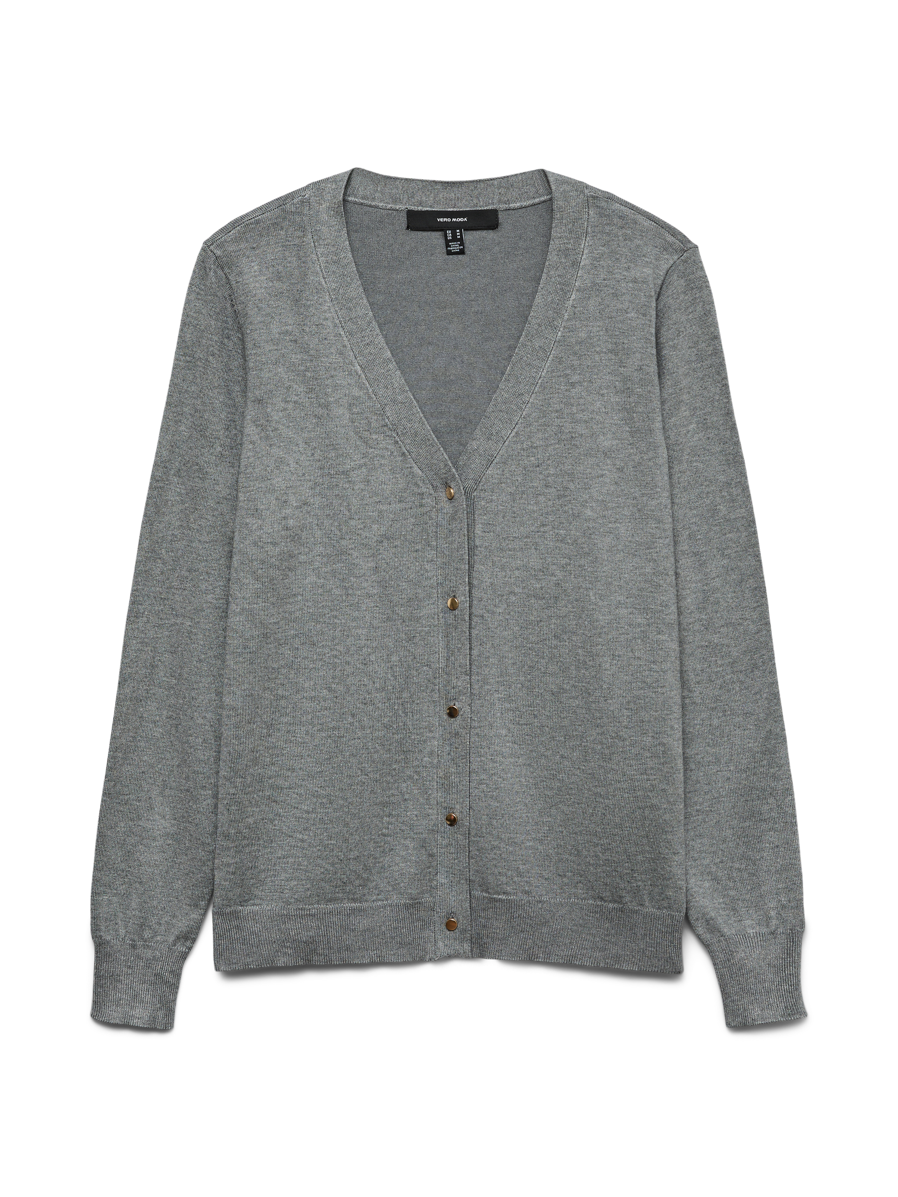 VERO MODA VMSILJE v-neck cardigan in medium grey melange - Image 3