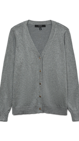 VERO MODA VMSILJE v-neck cardigan in medium grey melange - Image 3
