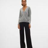 VERO MODA VMSILJE v-neck cardigan in medium grey melange - Image 4
