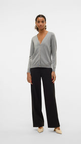VERO MODA VMSILJE v-neck cardigan in medium grey melange - Image 4