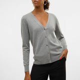 VERO MODA VMSILJE v-neck cardigan in medium grey melange - Image 5