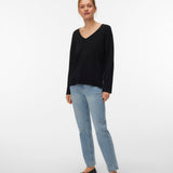 VERO MODA VMSILJE v-neck pullover in black - Image 1