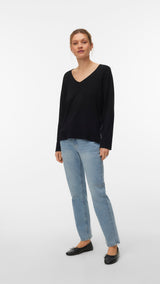 VERO MODA VMSILJE v-neck pullover in black - Image 1