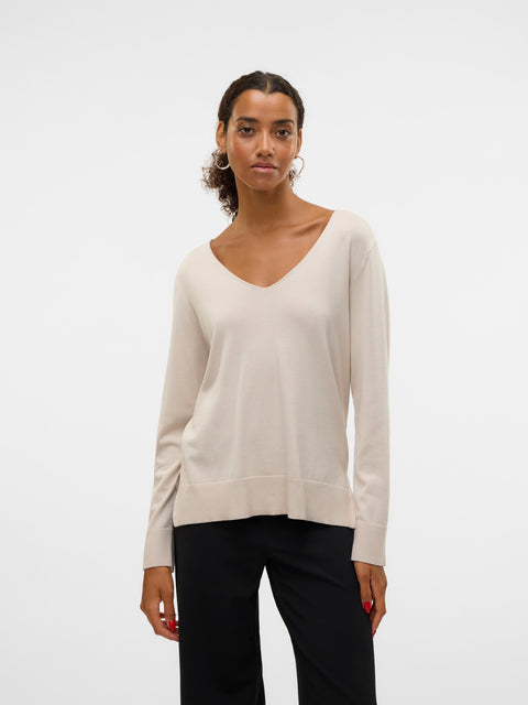 VERO MODA VMSILJE v-neck pullover in moonbeam