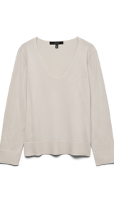 VERO MODA VMSILJE v-neck pullover in moonbeam - Image 3