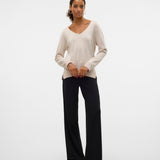 VERO MODA VMSILJE v-neck pullover in moonbeam - Image 4