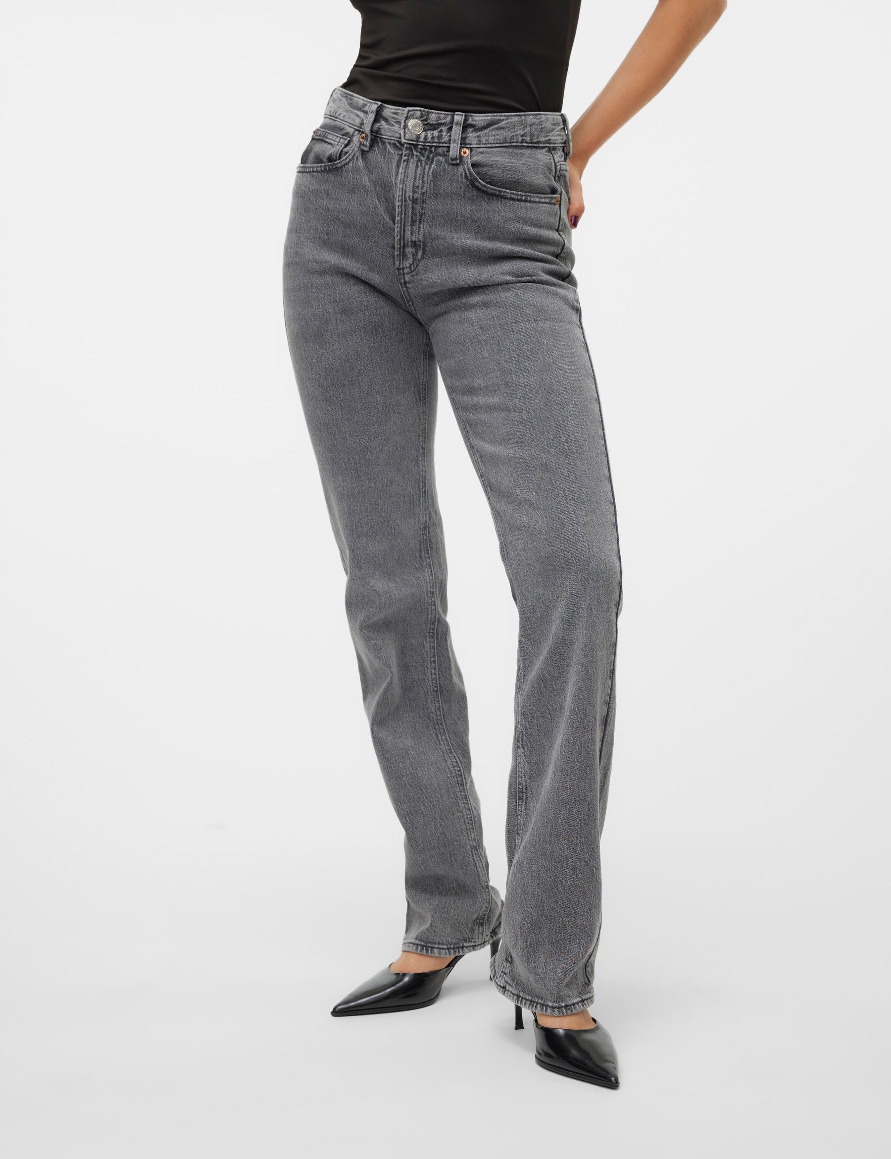 VERO MODA VMTESSA straight jeans in medium grey denim - Image 1
