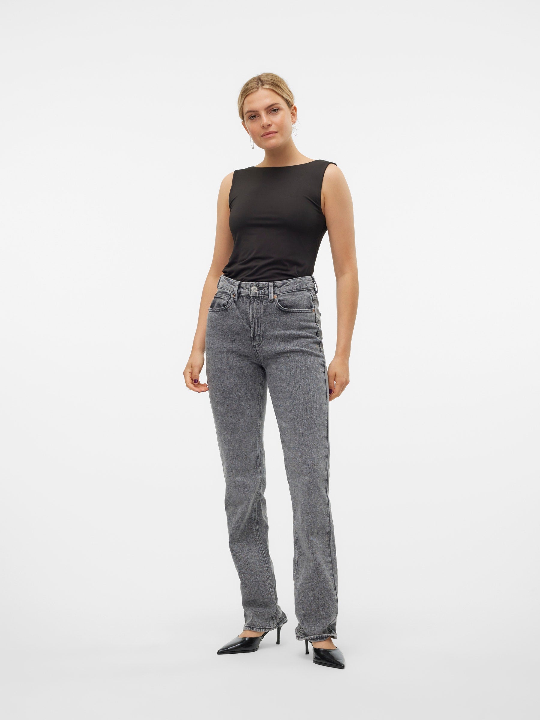 VERO MODA VMTESSA straight jeans in medium grey denim - Image 5