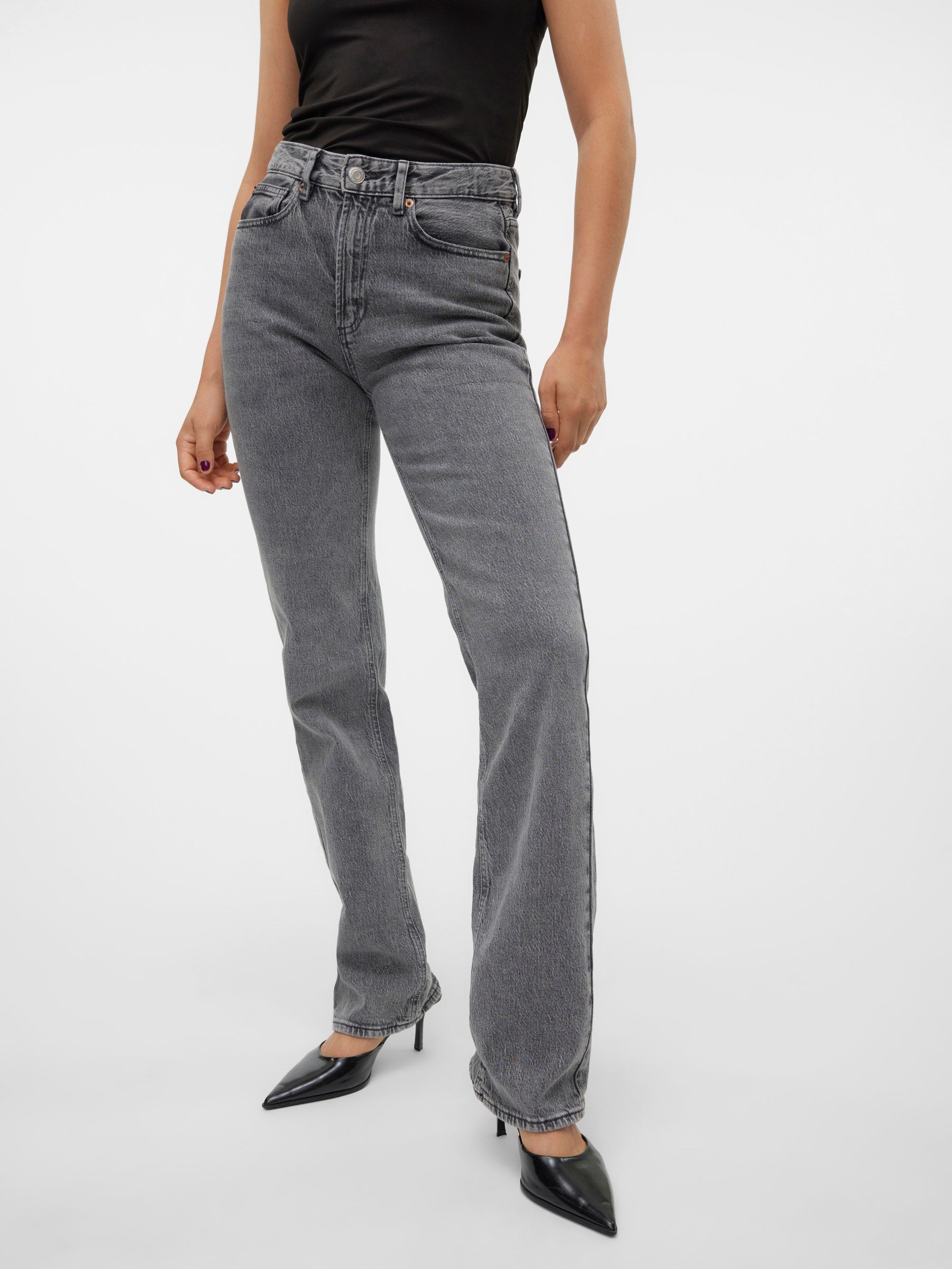 VERO MODA VMTESSA straight jeans in medium grey denim - Image 6