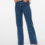 VERO MODA VMTESSA wide jeans print in medium blue - Image 1