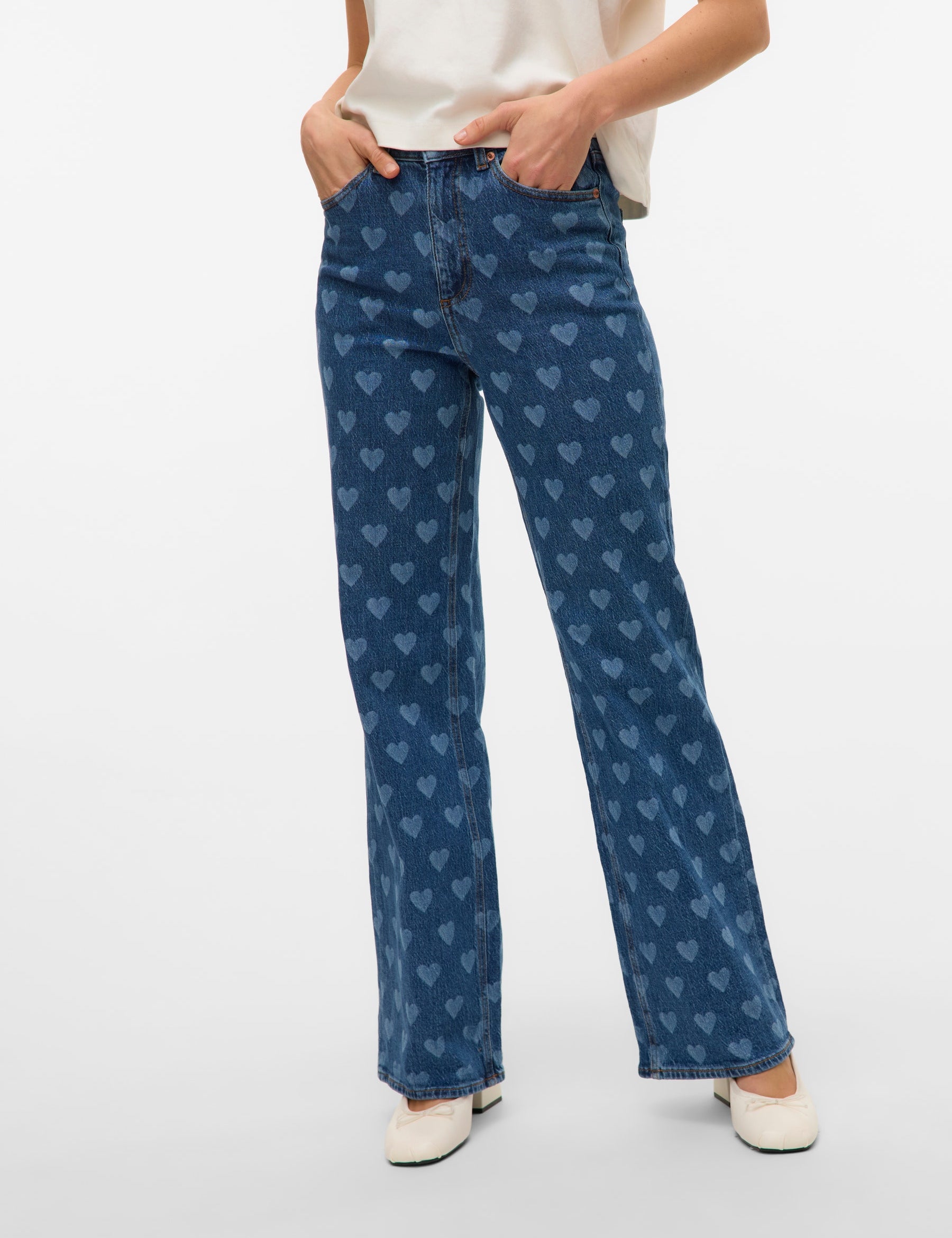 VERO MODA VMTESSA wide jeans print in medium blue - Image 1