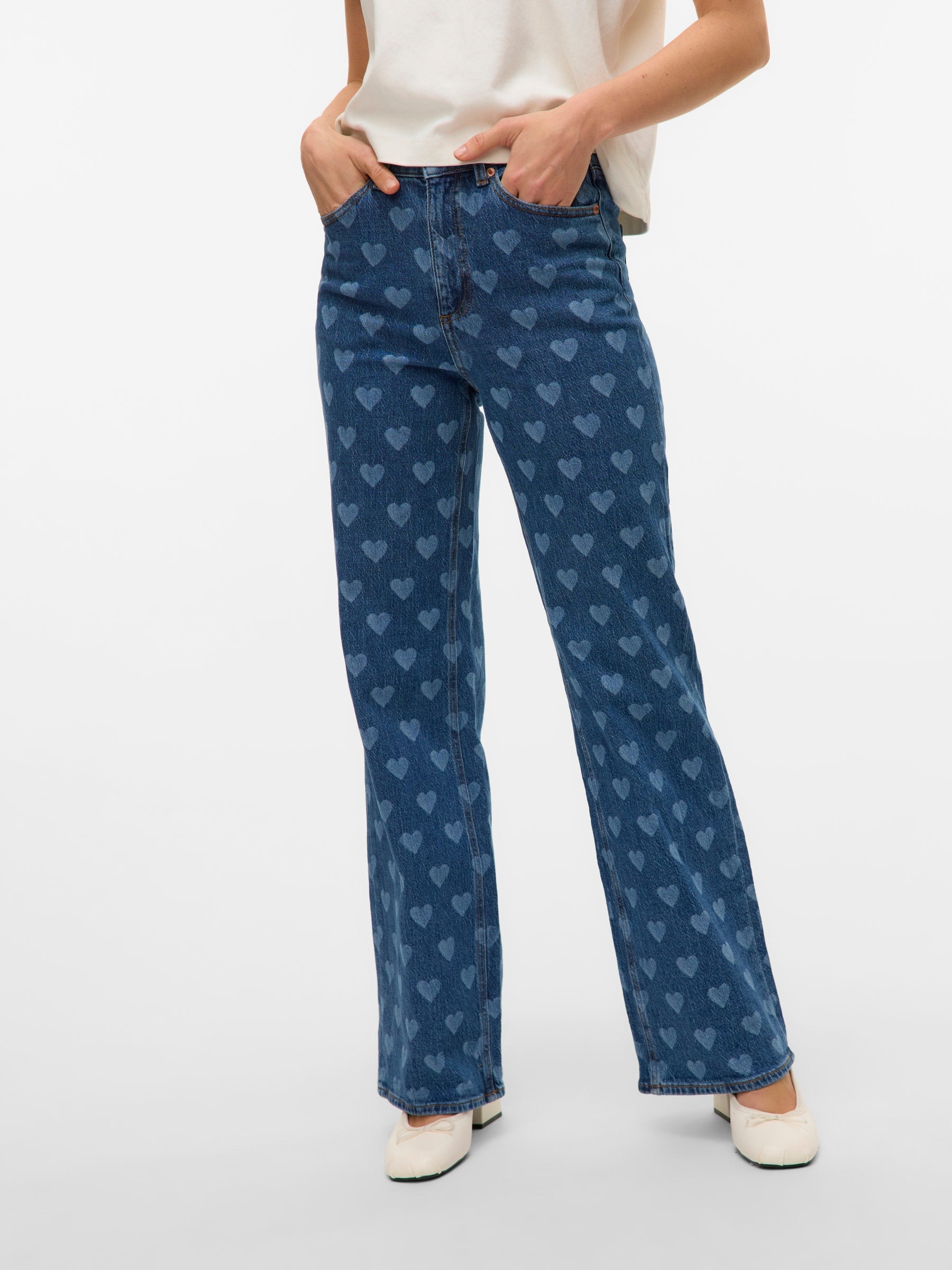 VERO MODA VMTESSA wide jeans print in medium blue - Image 1