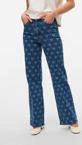 VERO MODA VMTESSA wide jeans print in medium blue - Image 1