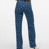 VERO MODA VMTESSA wide jeans print in medium blue - Image 2